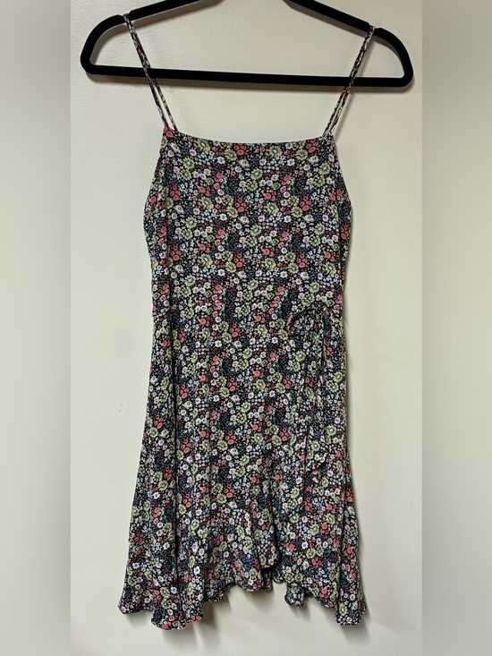 Altar'd State Dresses & Skirts - Altar’d State XS Black Multicolor Ditsy Floral Side Tie Mini Dress